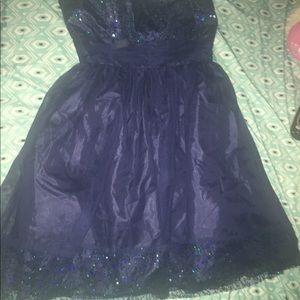 Short navy short blue prom dress